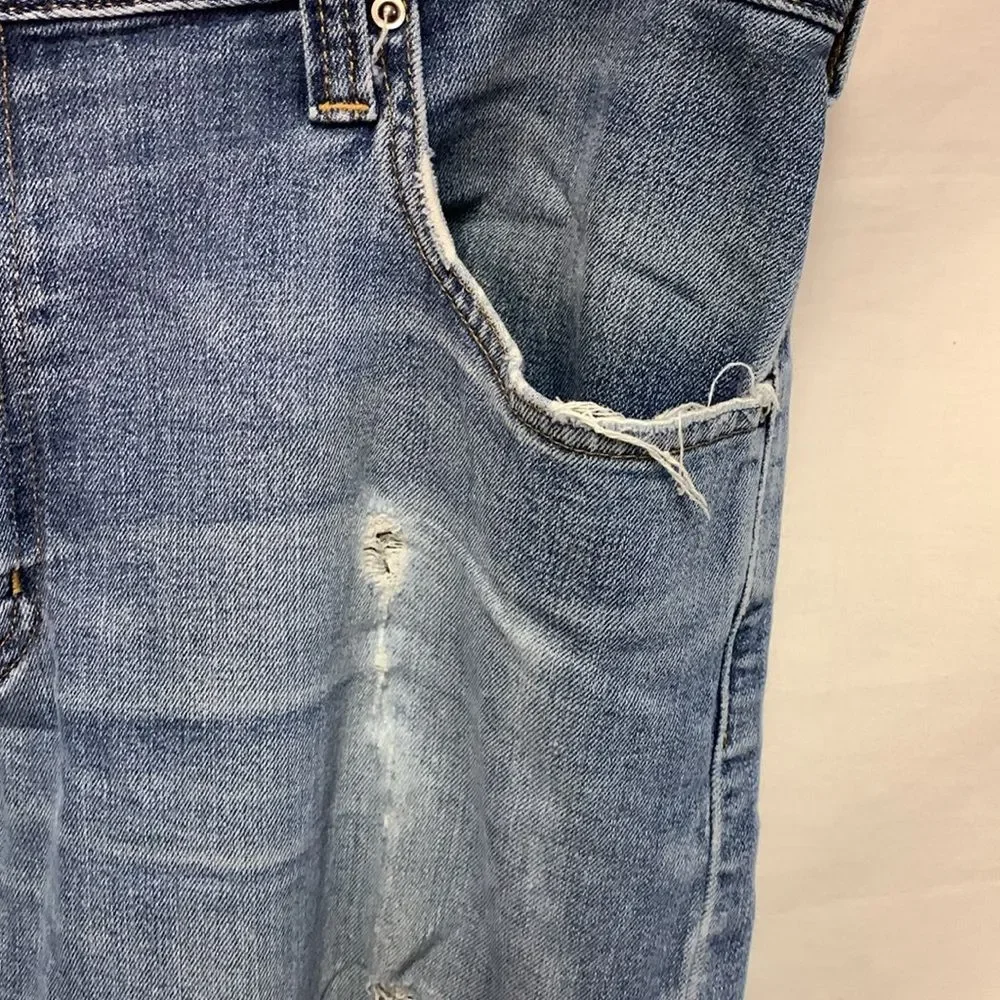 Carhartt Men's Blue Denim Ripped Relaxed-Fit Straight Leg Jeans Size 38 X 30